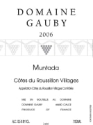 Domaine Gauby Muntada Cotes du Roussillon Villages 2006 Front Label