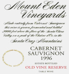 Mount Eden Vineyards Estate Old Vine Reserve Cabernet Sauvignon 1996 Front Label