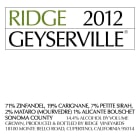 Ridge Geyserville (1.5 Liter Magnum) 2012 Front Label