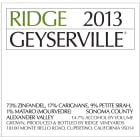 Ridge Geyserville (375ML half-bottle) 2013 Front Label
