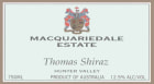 Macquariedale Estate Thomas Shiraz 2002 Front Label
