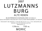 Moric Lutzmannsburg Alte Reben Blaufrankisch 2007 Front Label