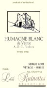 Vins Roh Humagne Blanc de Vetroz 2015 Front Label