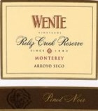 Wente Reliz Creek Pinot Noir 2000 Front Label