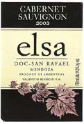 Elsa Bianchi Cabernet Sauvignon 2003 Front Label