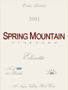 Spring Mountain Vineyard Elivette 2001 Front Label