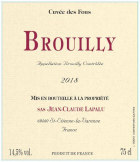 Domaine Jean-Claude Lapalu Brouilly Cuvee des Fous 2018  Front Label
