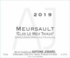 Domaine Antoine Jobard Meursault Clos le Meix Tavaux 2019  Front Label