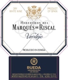 Marques de Riscal Rueda Blanco 2020  Front Label