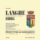 Produttori del Barbaresco Langhe Nebbiolo 2020  Front Label