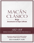 Bodegas Benjamin Rothschild and Vega Sicilia Macan Clasico 2018  Front Label