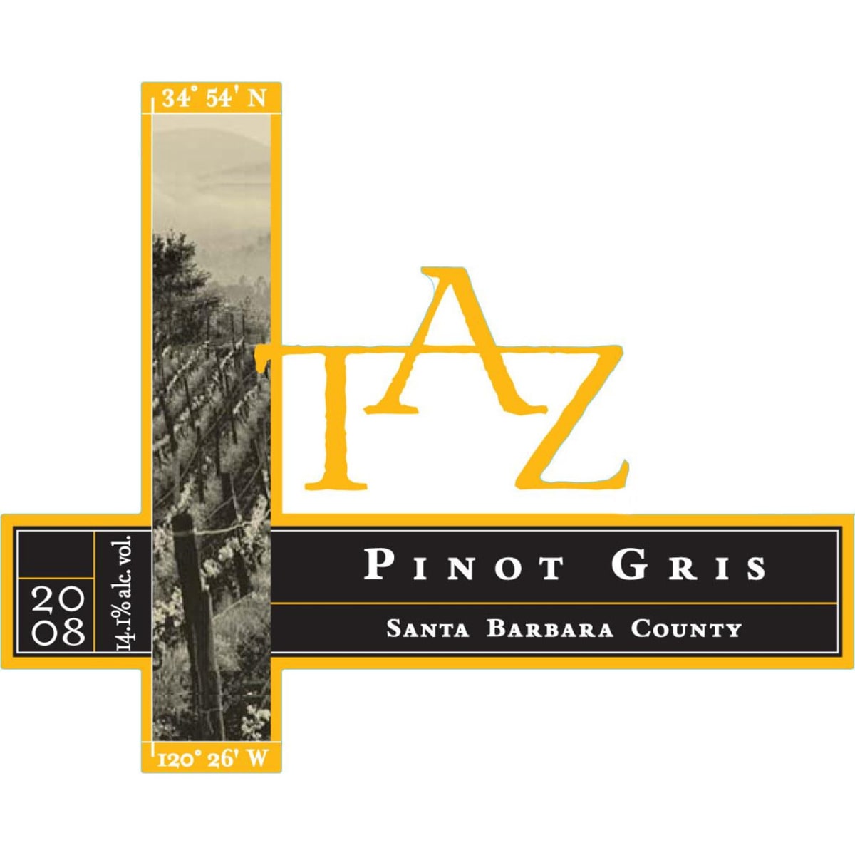 TAZ Pinot Gris 2008 Front Label