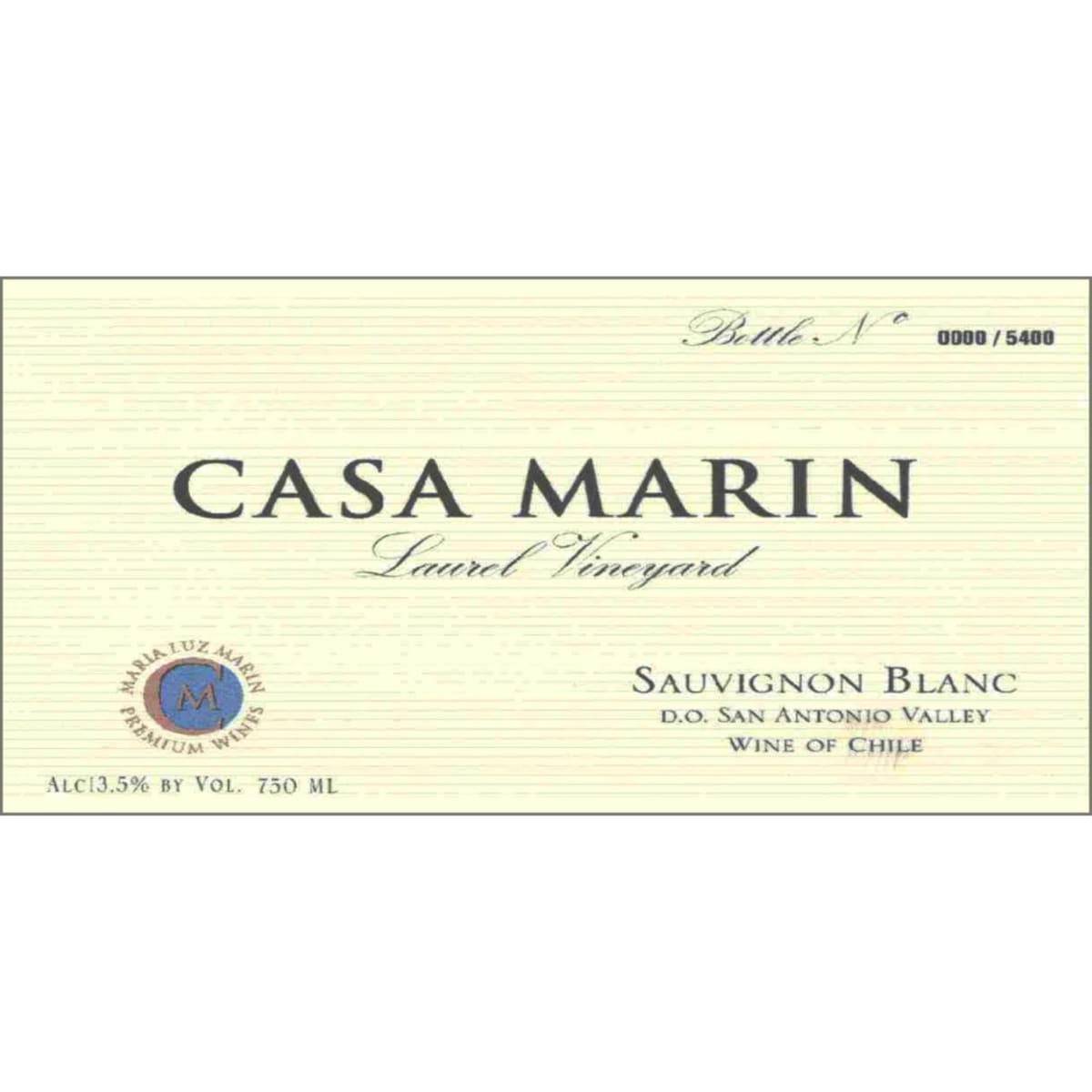Casa Marin Laurel Vineyard Sauvignon Blanc 2008 Front Label