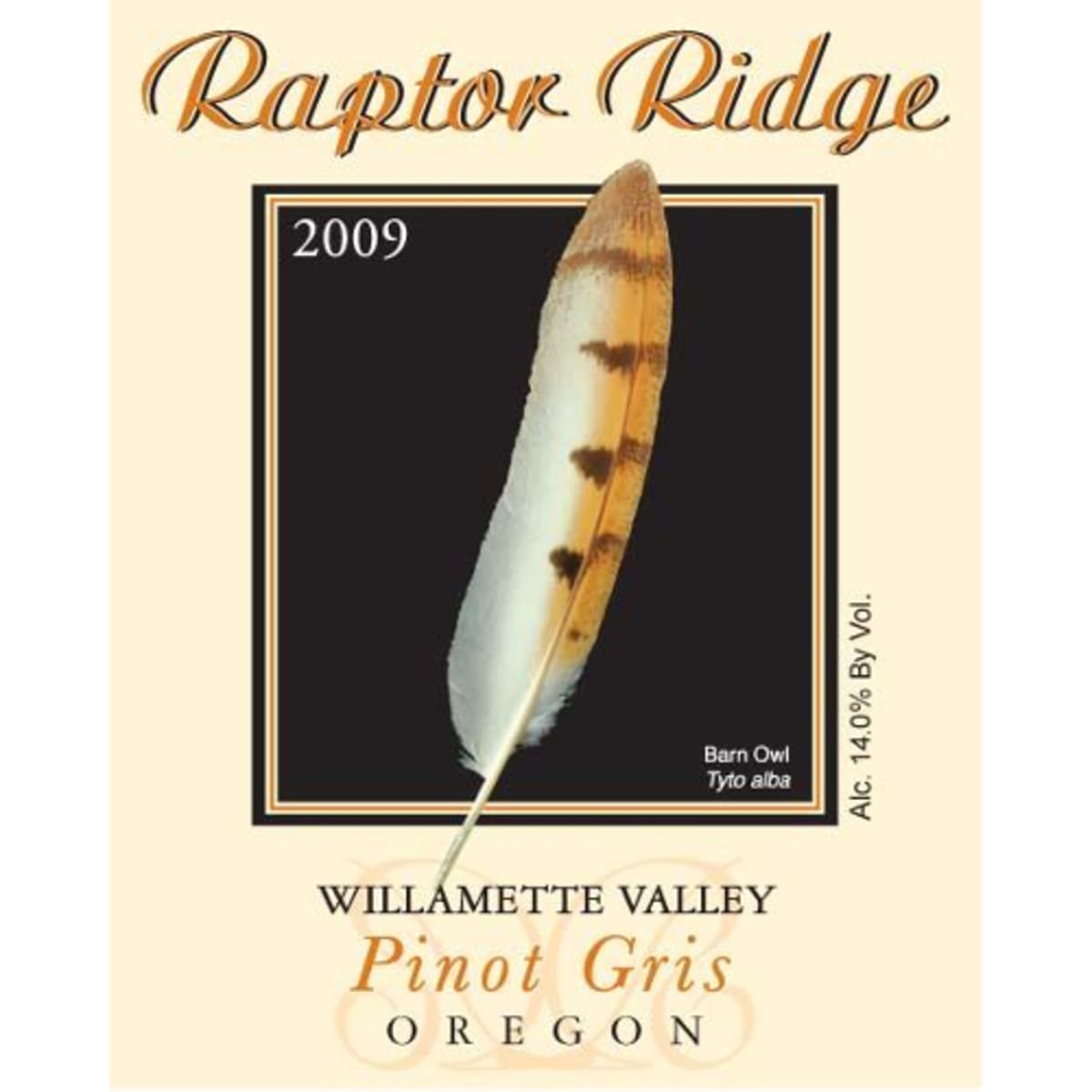 Raptor Ridge Pinot Gris 2009 Front Label