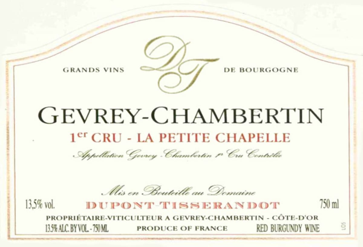 Dupont Tisserandot Gevrey-Chambertin Petite Chapelle Premier Cru 2008 Front Label
