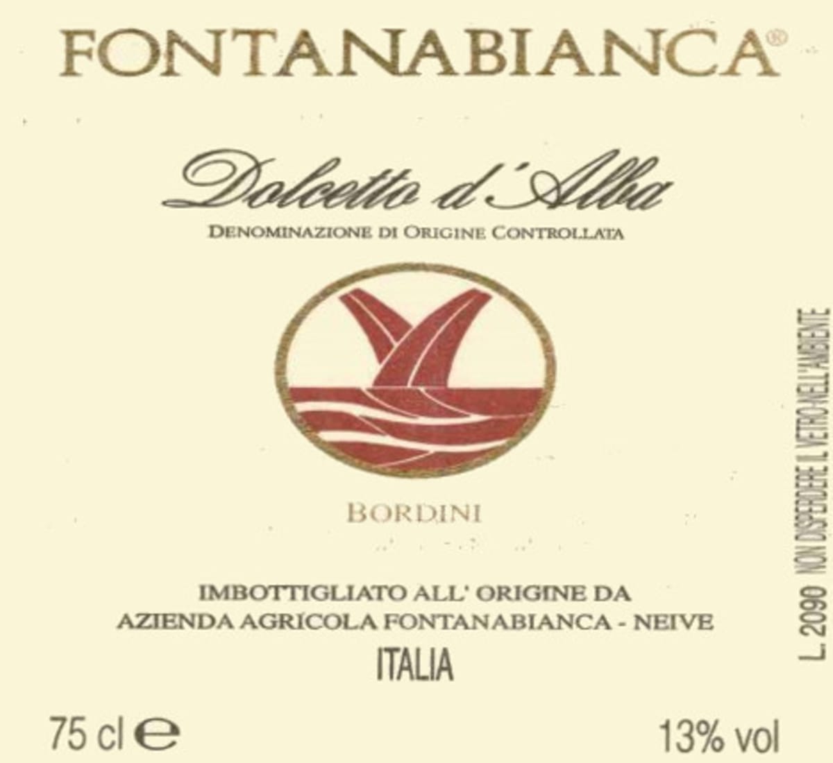 Fontanabianca Bordini Dolcetto d'Alba 2005 Front Label