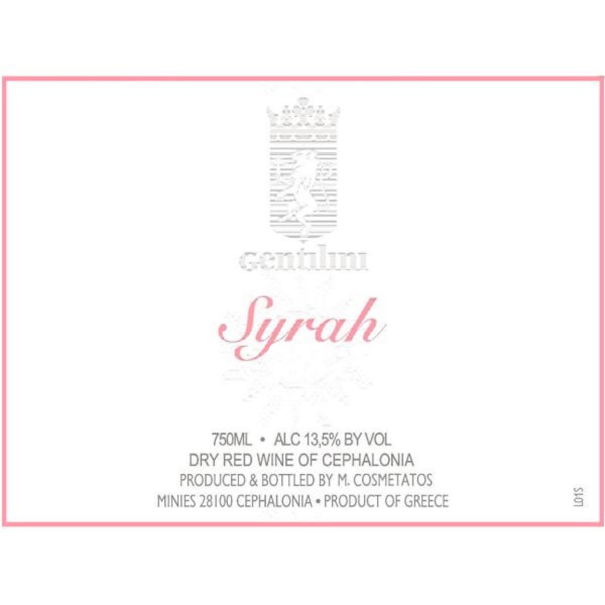 Gentilini Syrah 2009 Front Label