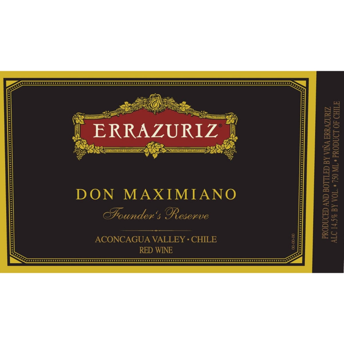 Errazuriz Don Maximiano Founder's Reserve 2010 Front Label