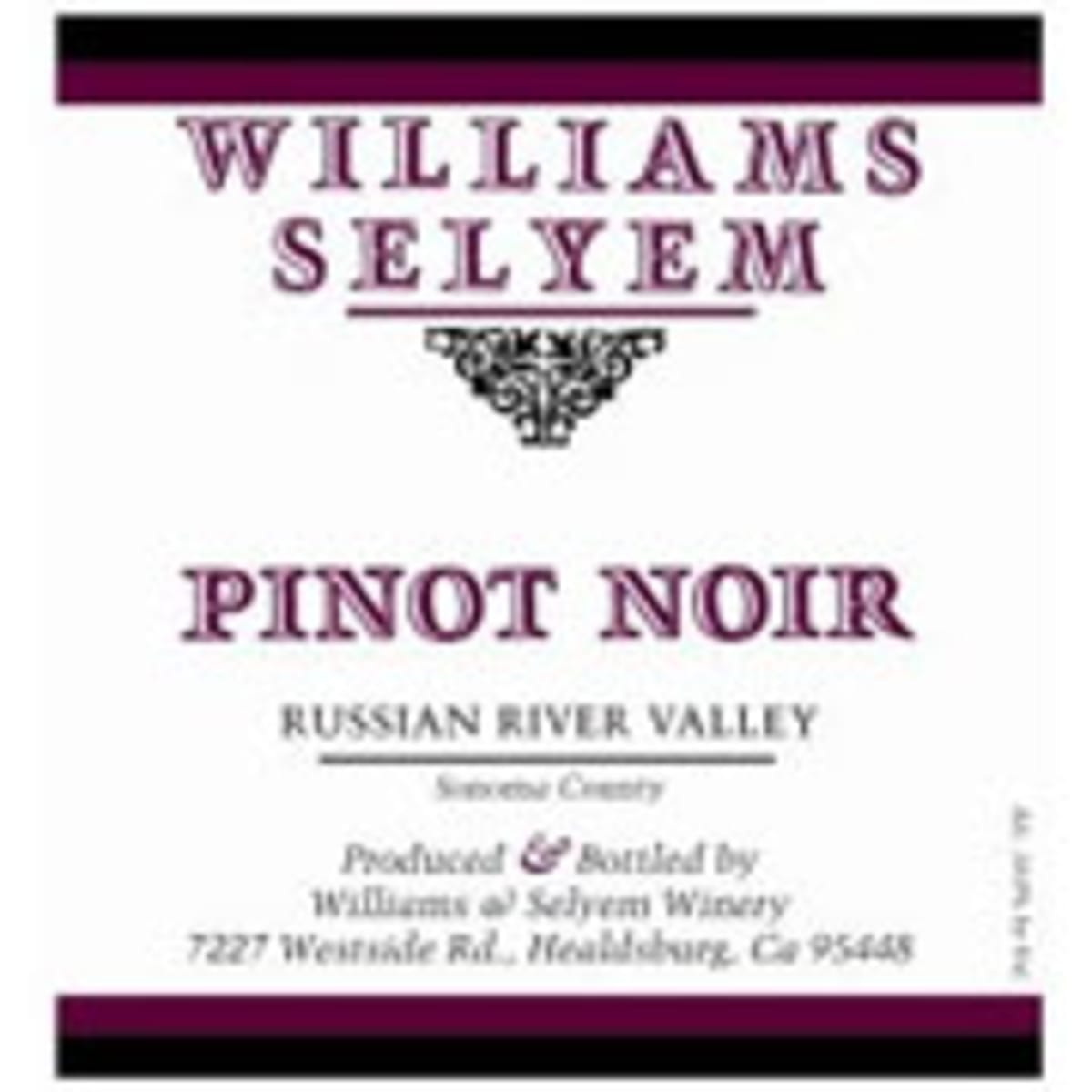Williams Selyem Russian River Valley Pinot Noir 2007 Front Label