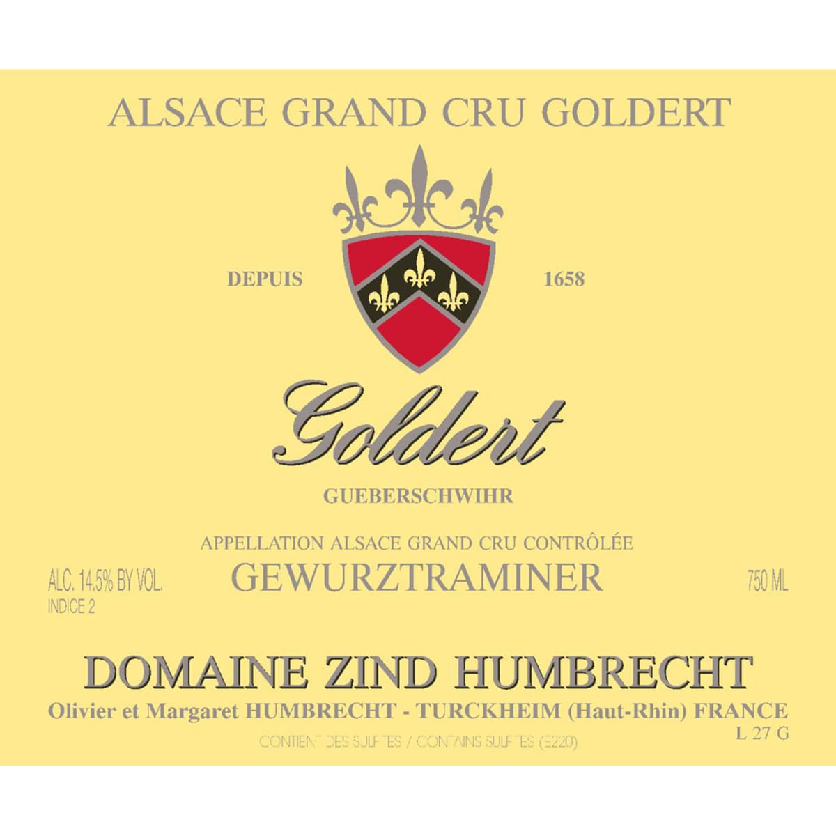 Zind-Humbrecht Goldert Gewurztraminer 1999 Front Label