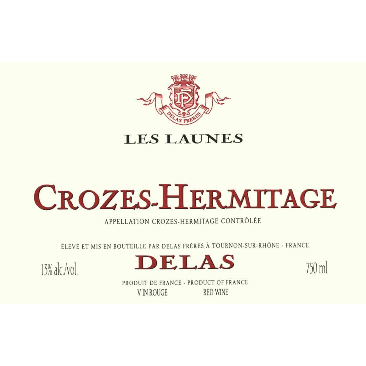 Delas Les Launes Crozes Hermitage Rouge 2014 Front Label