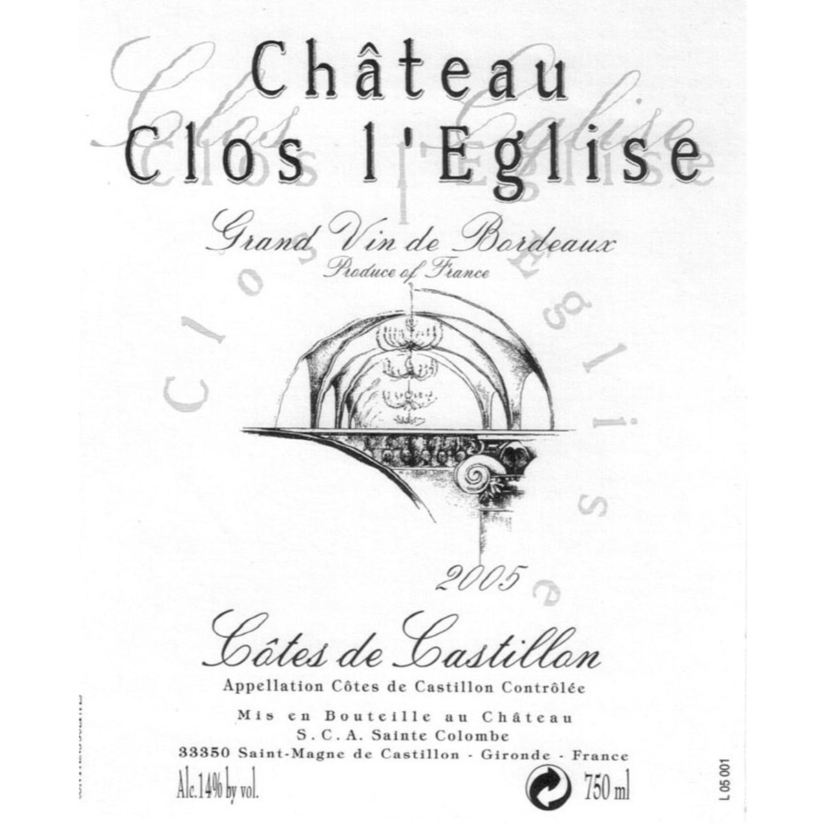 Chateau L'Eglise Clinet La Petite Eglise 2000 Front Label