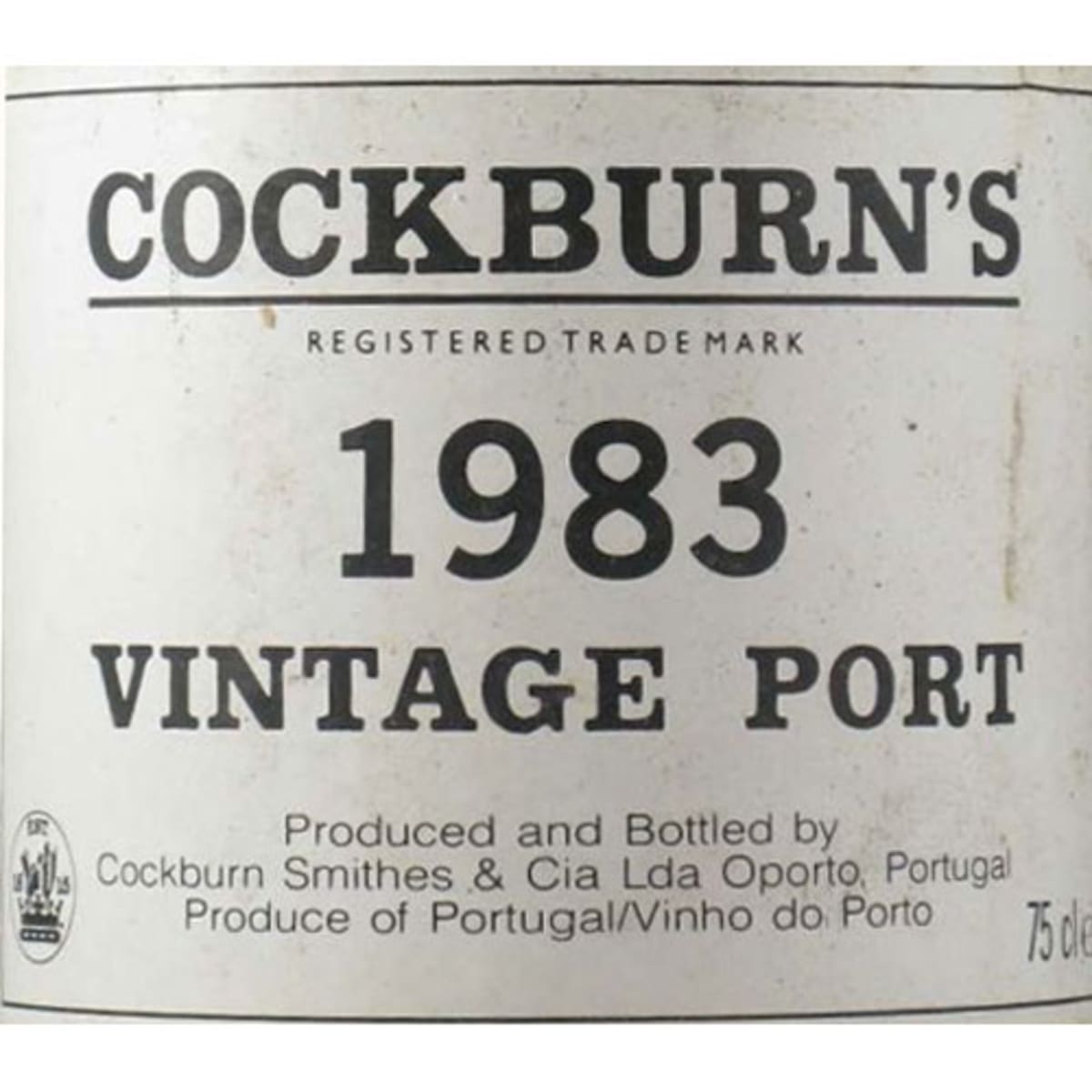 Cockburn's Vintage Port 1983 Front Label