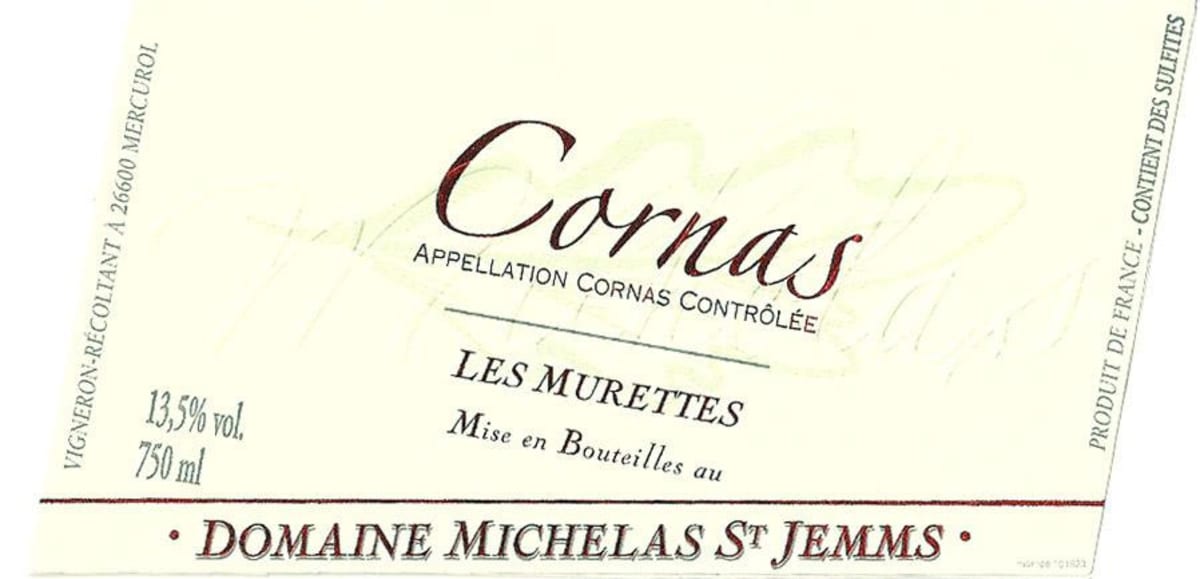 Domaine Michelas St Jemms Cornas Les Murettes 2011 Front Label