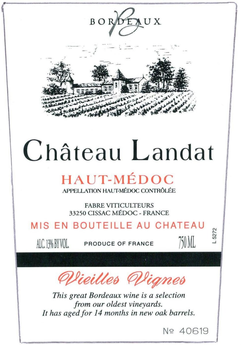 Domaines Fabre Chateau Landat Vieilles Vignes 2008 Front Label