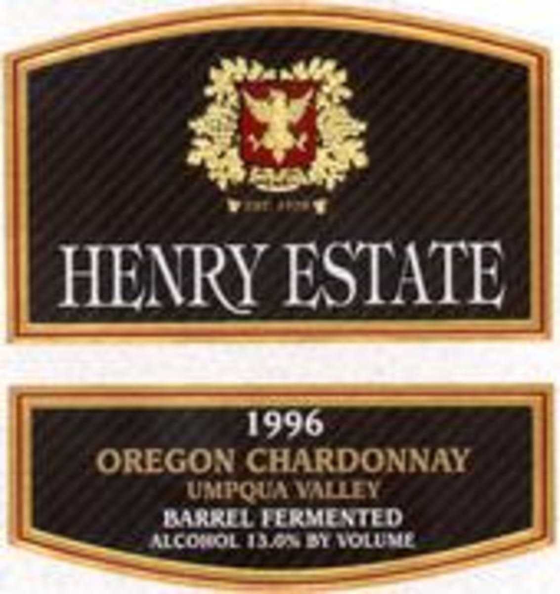 Henry Estate Barrel Fermented Chardonnay 1996 Front Label