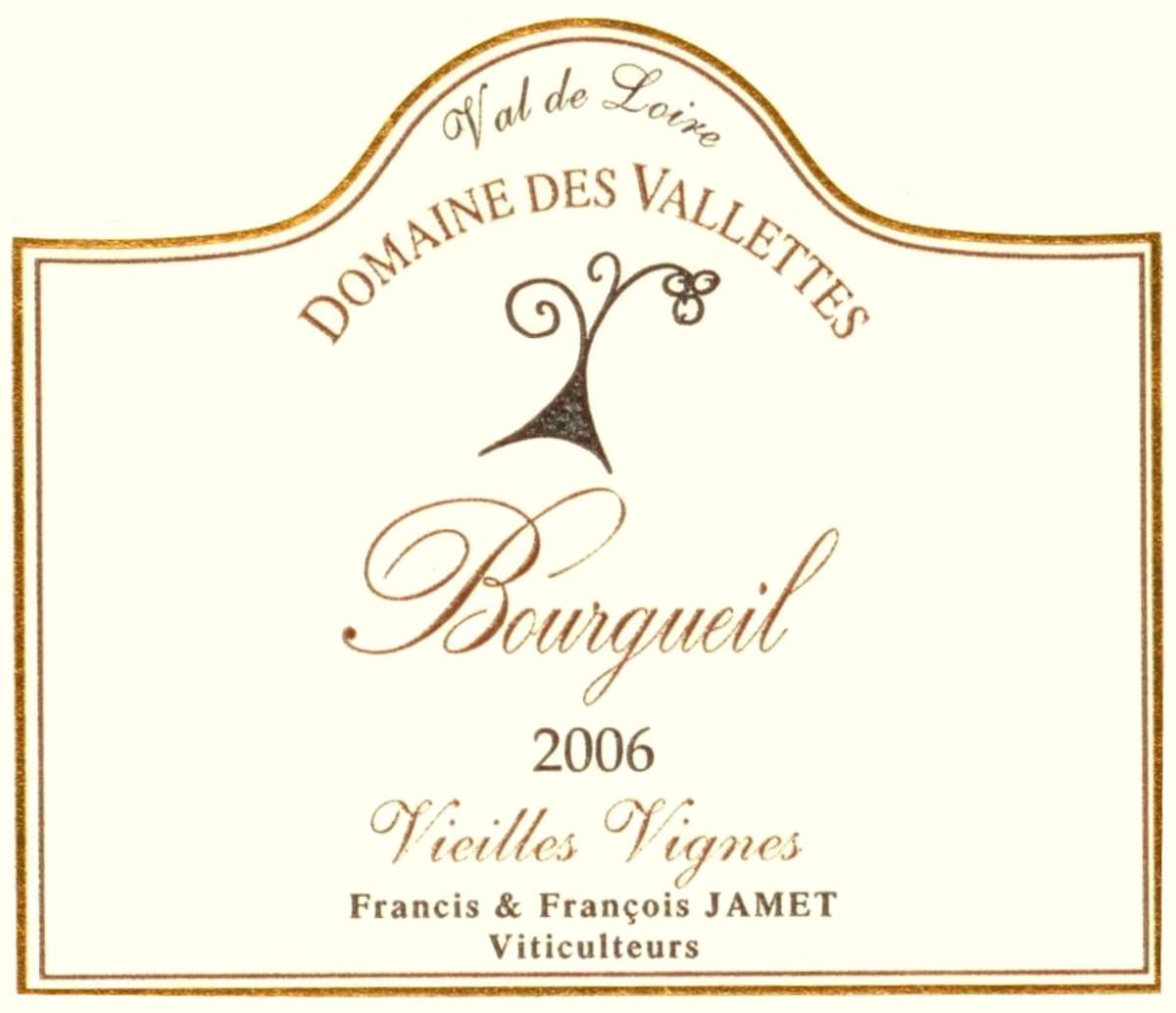 Les Vallettes Bourgueil Vieilles Vignes 2006 Front Label