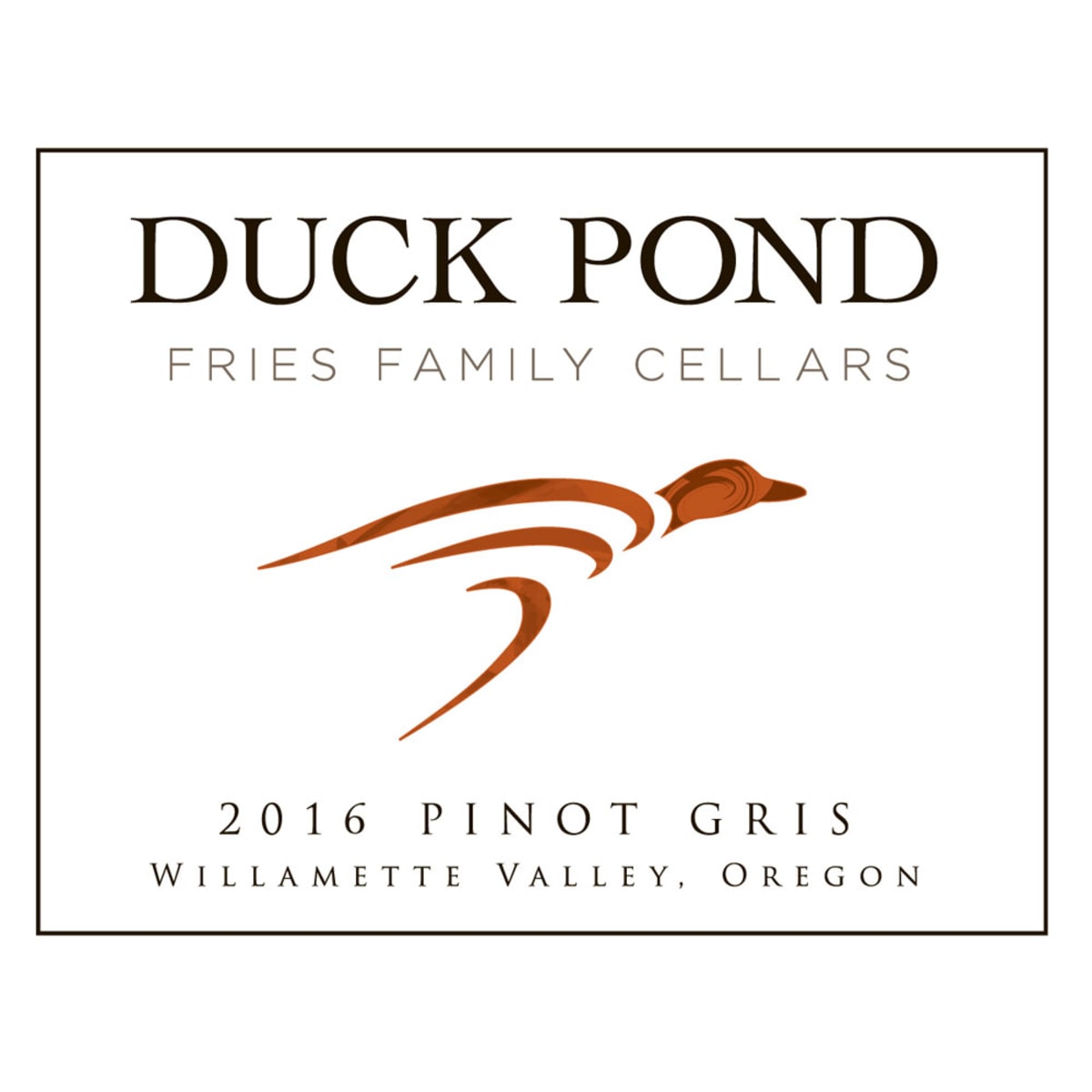 Duck Pond Willamette Valley Pinot Gris 2016 Front Label