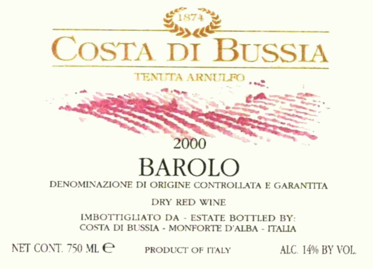 Costa di Bussia Barolo 2000 Front Label