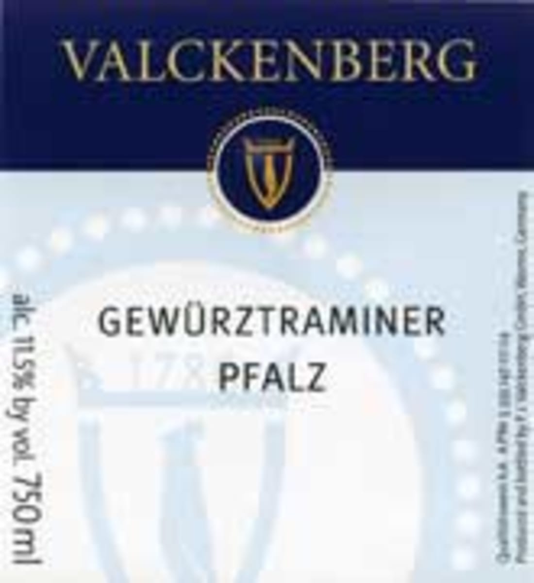 Valckenberg Gewurztraminer Pfalz QbA 2005 Front Label