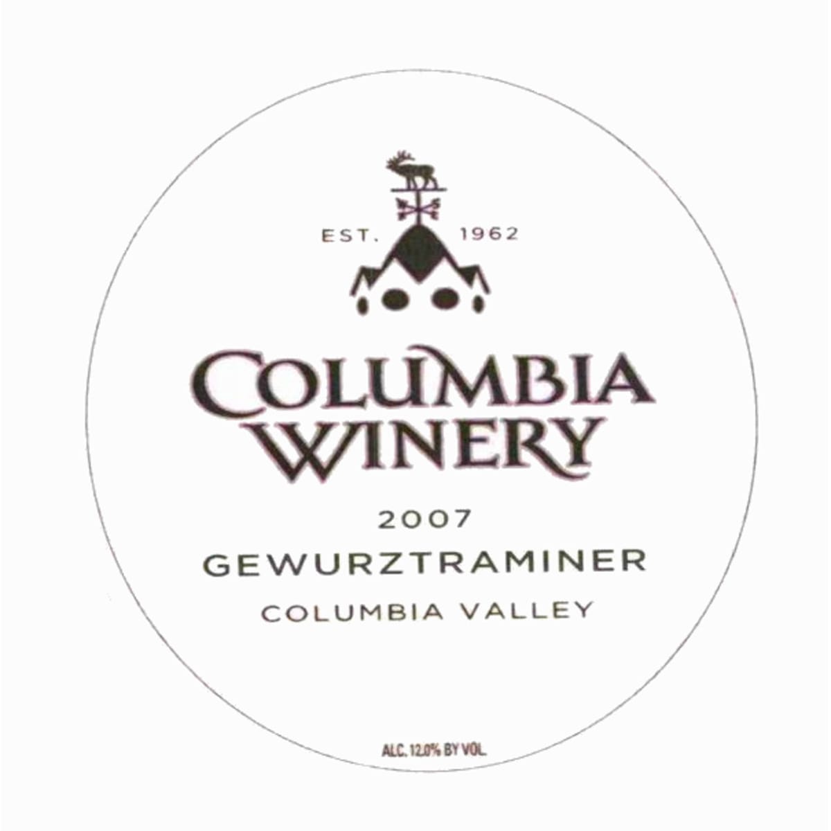 Columbia Winery Gewurztraminer 2007 Front Label
