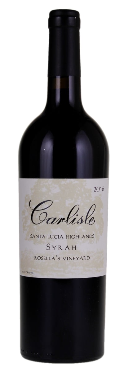 Carlisle Santa Lucia Highlands Rosella's Vineyard Syrah 2016  Front Bottle Shot
