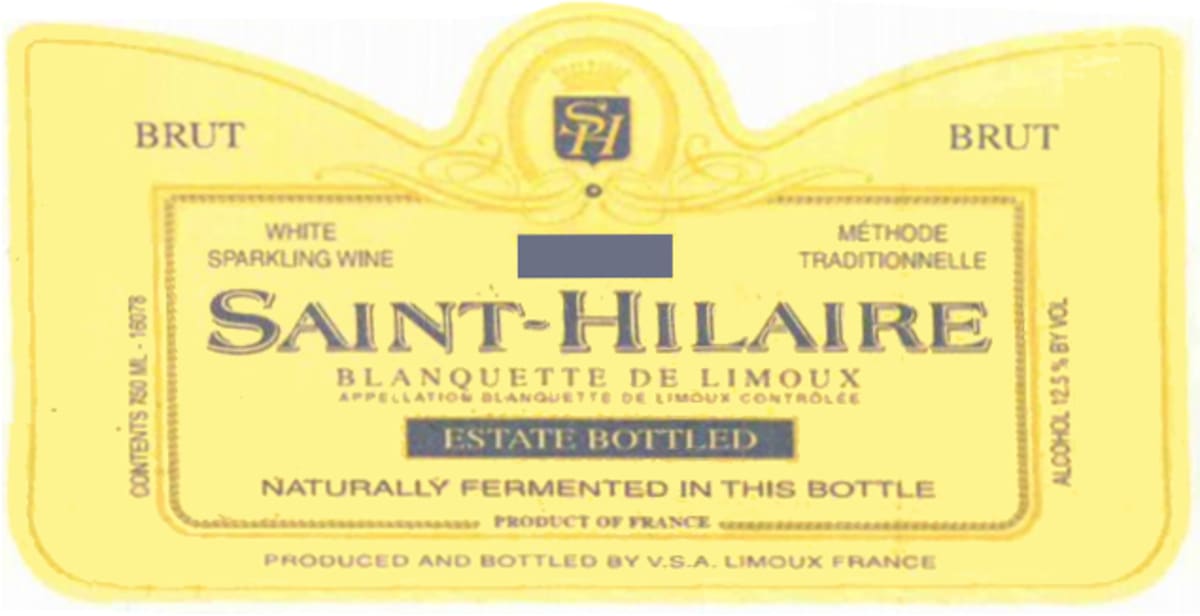 Saint Hilaire Blanquette de Limoux Brut 2015 Front Label