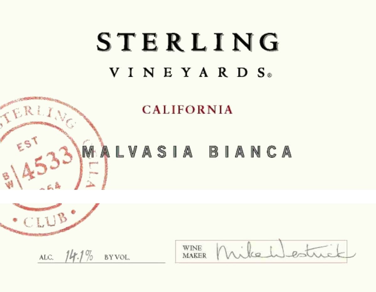 Sterling Cellar Club Malvasia Bianca 2009  Front Label