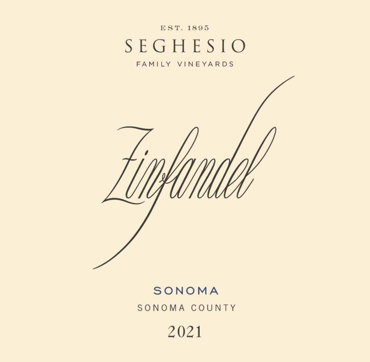 Seghesio Sonoma Zinfandel (375ML half-bottle) 2021  Front Label