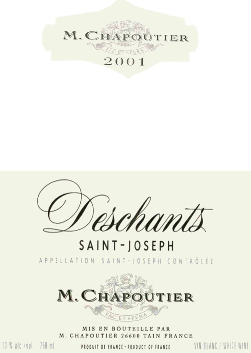 M. Chapoutier Saint-Joseph Deschants Blanc 2001  Front Label