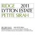 Ridge Lytton Estate Petite Sirah 2011 Front Label